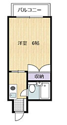 シャイン舟入 4階1Kの間取り
