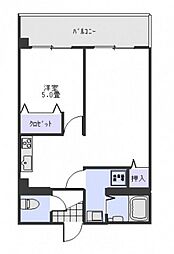 第2渡部ビル 3階1LDKの間取り
