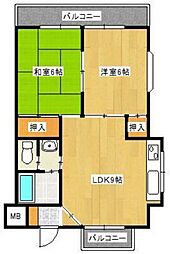 プレジール堀越 2LDKの間取図画像