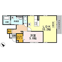 コンフォール 1階1LDKの間取り