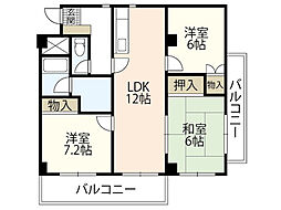 第2古江グリーンハイツ 4階3LDKの間取り