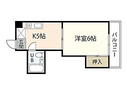 第一住田ビル 1DKの間取図画像