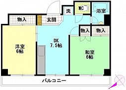 田中第一ビル 2階2DKの間取り