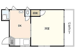 清水ビル 4階2DKの間取り