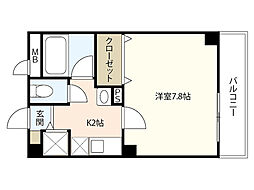 フラッツ・Ａ 2階1Kの間取り