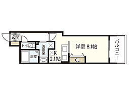 セントヒルズ上幟町 2階ワンルームの間取り