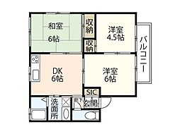 セジュール011 1階3DKの間取り