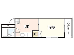 ＵＬＴＩＭＡＴＥ　ＯＮＥ　ＢＬＤＧ宇品 5階ワンルームの間取り