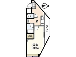 ハイツリリアン 5階1Kの間取り