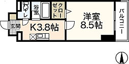 ミーニュ・カーザ 7階1Kの間取り