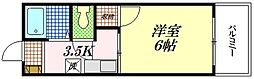メゾン石井城 1Kの間取図画像