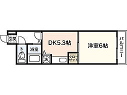 ANNEX瀬川 4階1DKの間取り