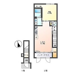コーセー飯田 1LDKの間取図画像