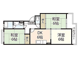 コーポ仁井田ビル 4階3DKの間取り