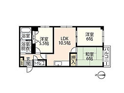 宮田ビル 4階3LDKの間取り