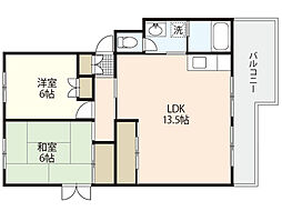 第2ビューハイツ 3階2LDKの間取り