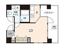 ユリ八丁堀 5階1Kの間取り