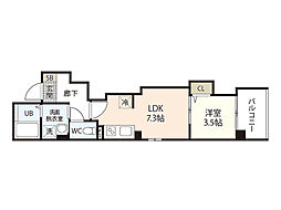 グレース十日市 6階1LDKの間取り