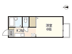 アプローズコートC 1階1Kの間取り