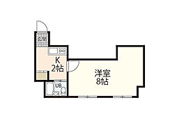 ジョイフル河原町 2階1Kの間取り
