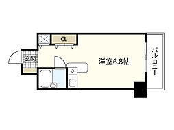 ダイアパレス皆実町弐番館 7階ワンルームの間取り