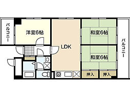 倉本ビル 4階3LDKの間取り