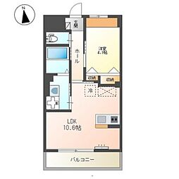 アリエス八本松 2階1LDKの間取り