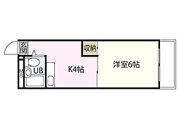 ポエム大芝 1Kの間取図画像