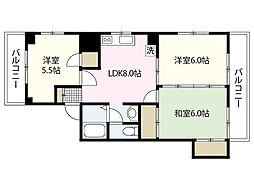 大上ビル 2階2DKの間取り