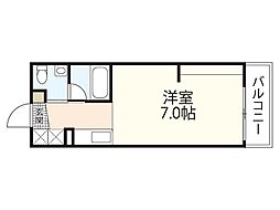 87gバリスタ宇品 1階ワンルームの間取り