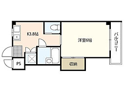 リザハウス西広島 2階1Kの間取り