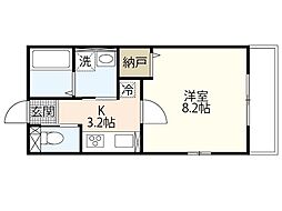 グランツハイム宇品 3階1Kの間取り