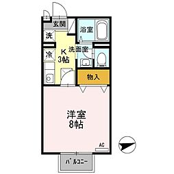 メープル・コート 1Kの間取図画像