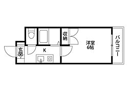 ラ・ヴィラ天神 1Kの間取図画像