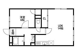 オーベルジュ紫竹山 1LDKの間取図画像