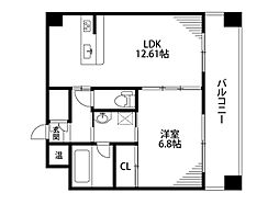 ファーストクラス市民病院前 1LDKの間取図画像