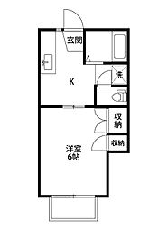 ハウスブリリアント 1Kの間取図画像