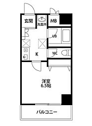 グランディール壱番館 1Kの間取図画像
