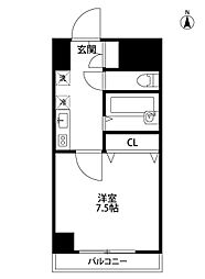 オルザス新潟 1Kの間取図画像
