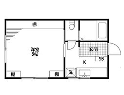 ハウスブライト 1Kの間取図画像