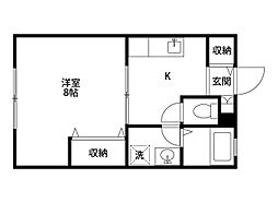 カーサリベルテ 1Kの間取図画像