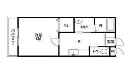 ウェルストーン 1Kの間取図画像