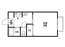 セジュールステビア 1Kの間取図画像