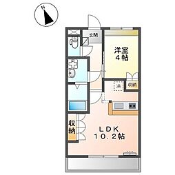 ビアンニュー松崎 1LDKの間取図画像