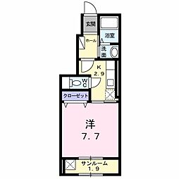 ローレルガーデン白山 1Kの間取図画像