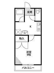 アグリフォーリオ天神 1Kの間取図画像