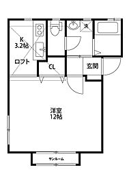 コースト2 1Kの間取図画像