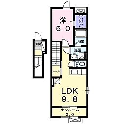 カーサピアーチェ 1LDKの間取図画像