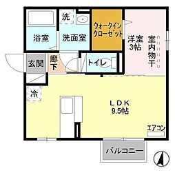 コスモA 1LDKの間取図画像
