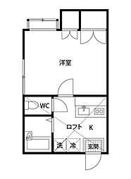 メゾン・ウイング 1Kの間取図画像
